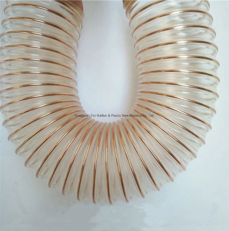 160 PS L Polyethylene Flexible Coil Pipe Durable Polyurethane Spiral Steel Wire Dust Collector Hose