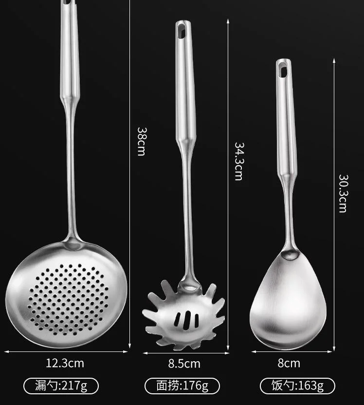 Stainless-Steel Kitchen Utensil Set Premium Nonstick & Heat Resistant Kitchen Gadgets Turner Server Ladle Serving Spoon Whisk Tongs