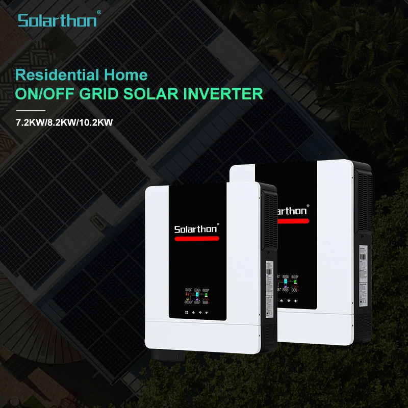 Solarthon Off Grid Hybrid Inverter fase única 7.2kw 8.2kw 10.2kw Preço do inversor Solar da onda sinusoidal pura MPPT