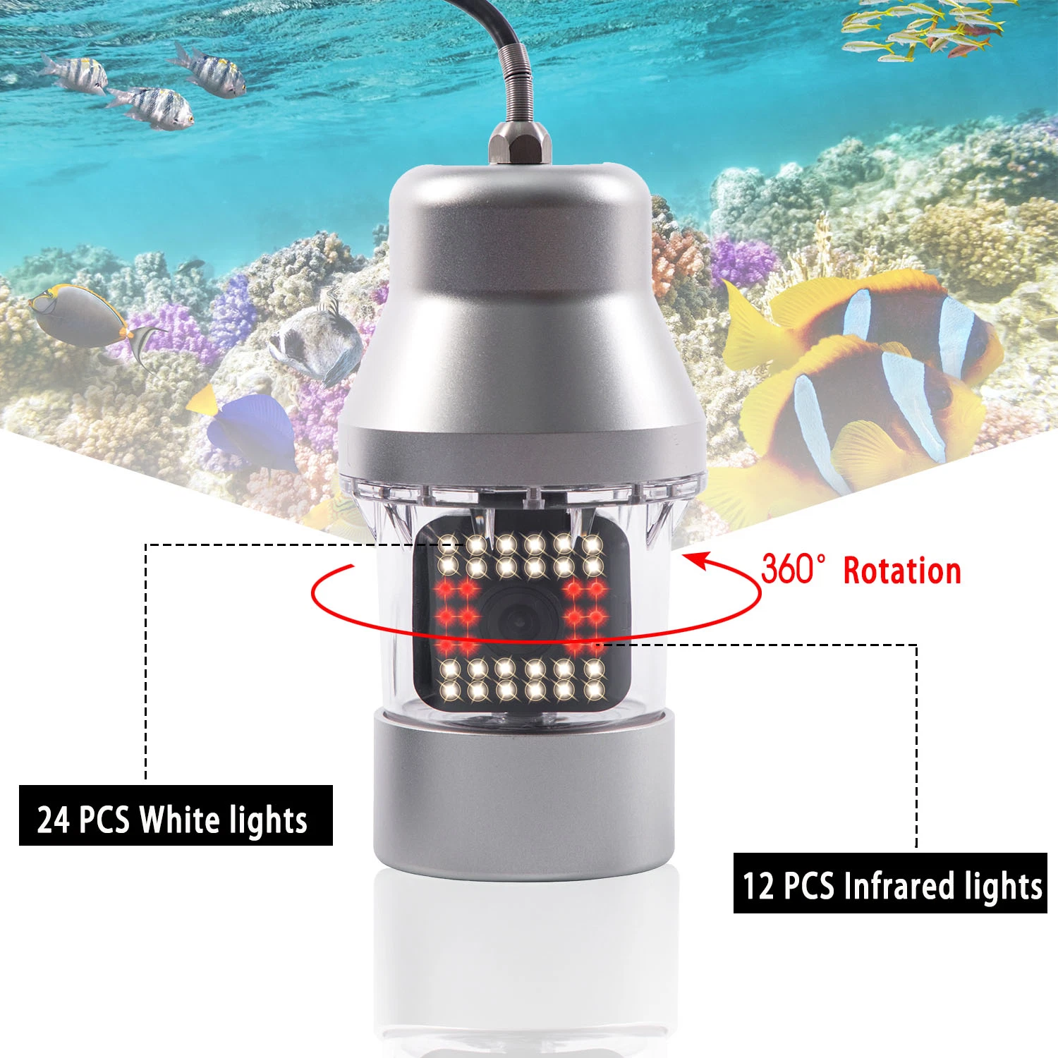 50m 7 Inch LCD Underwater Fish Finder Video Camera Set Under Water Fishing Camera 360 Degree Rotation Remote View DVR