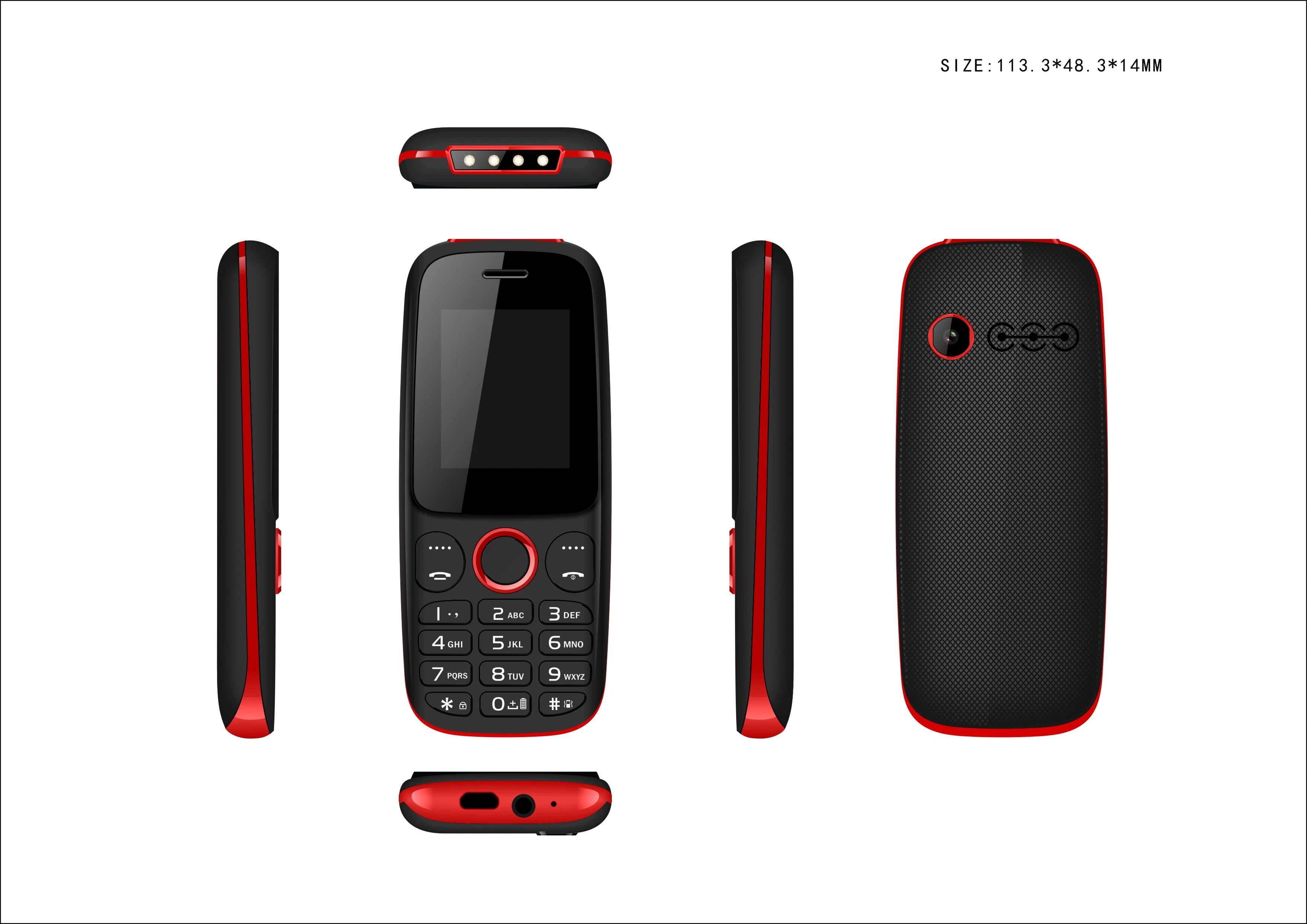 Neues Modell Low Price Cheap Phone 1,77 Zoll Dual SIM Bar-Mobiltelefone unterstützen FM-Kamera