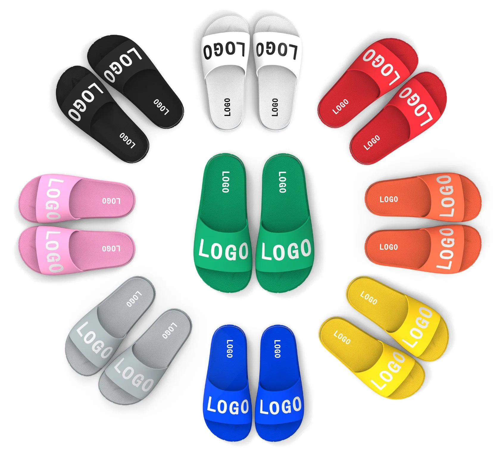 Henghao Male Fashion Custom Logo Klettband Slide Sandale Custom Slides Hausschuhe Gummi-Außensohle PVC Luftkissen Custom Slide