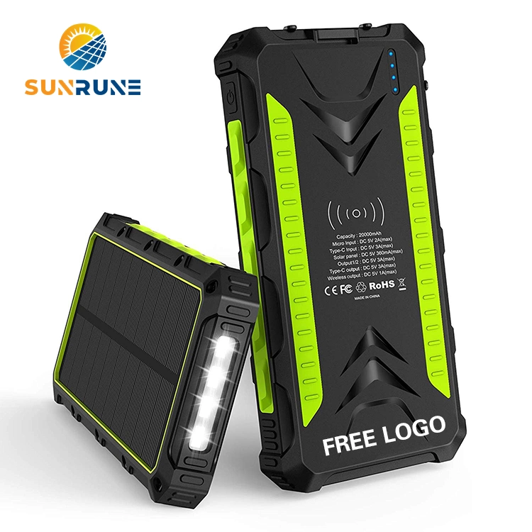 Waterproof Outdoor Solar Battery RoHS Power Bank Supplies 8000 10000mAh 20000mAh 26800mAh 36000mAh Solar Panel Portable Charger