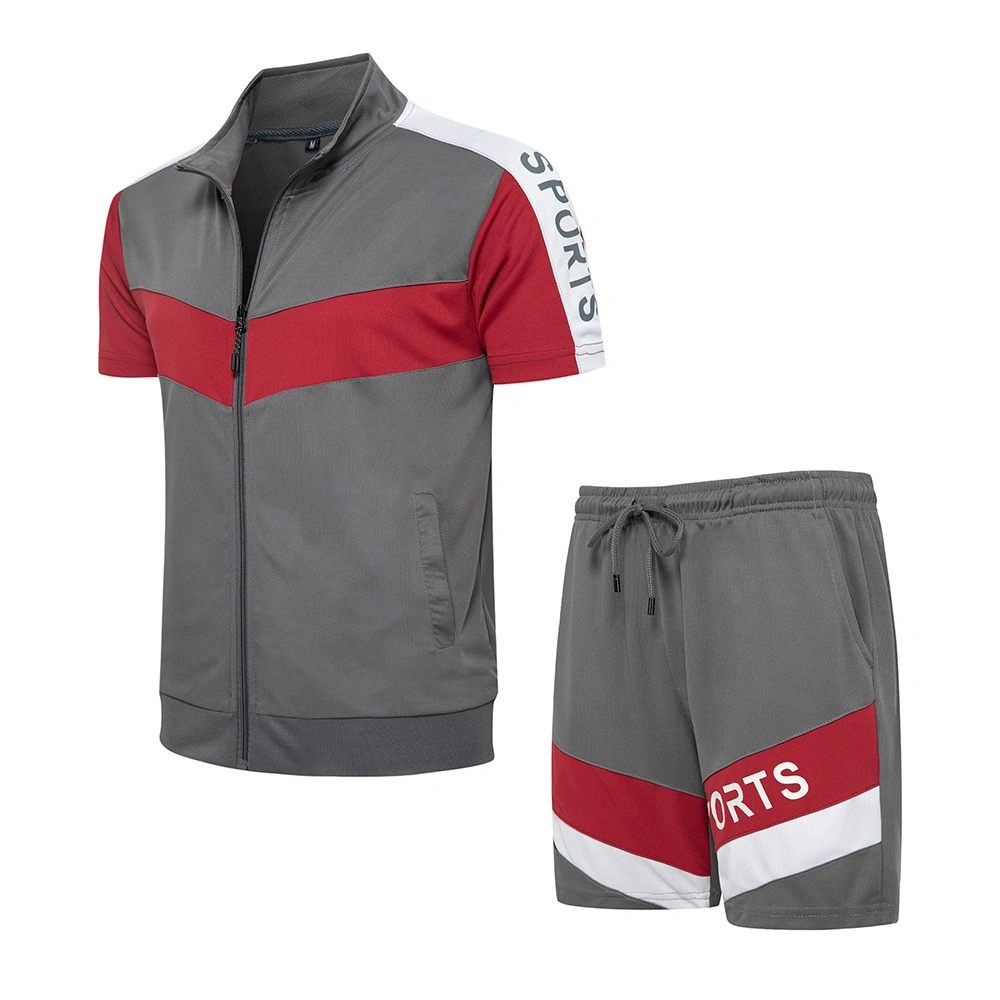 Rts Wholesale/Supplier Summer Polo Suits Tshirt Short Jogger Zipper Men Shorts Set