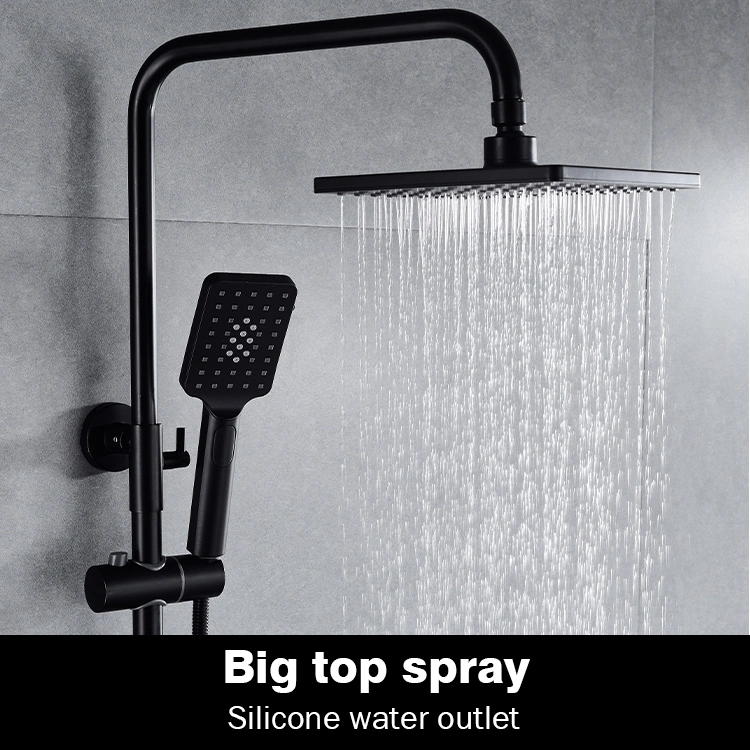 Sanipro Schiebesäule Duschkopf Regen Regenregnet System Black Brass Heiße Kalte Badarmaturen Wasserhahn Mischer Badezimmer Duschset