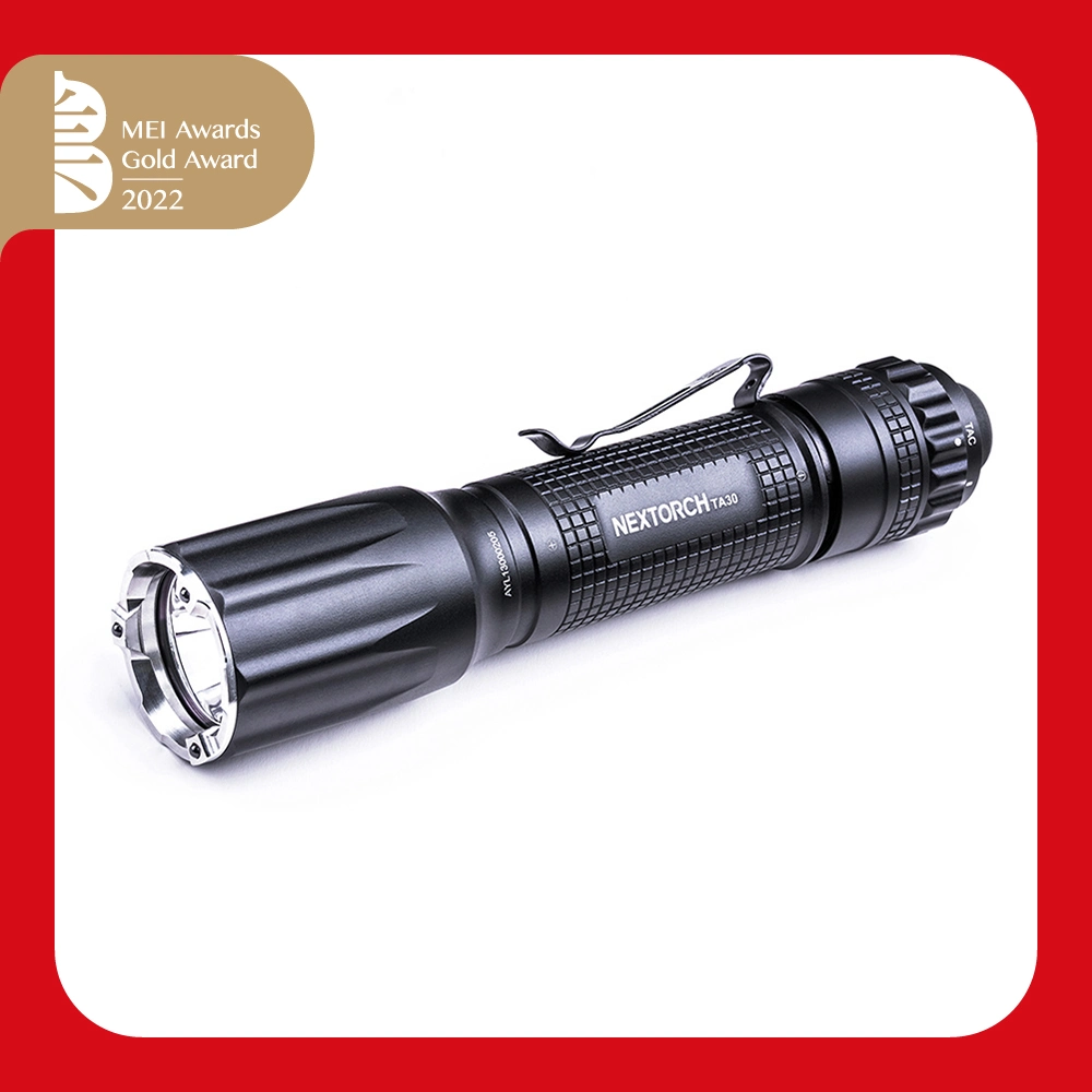 2022 Mei Awards -Gold Award- Nextorch Ta30 1300 Lumen LED Tactical Flashlight Rechargeable Instant Strobe Linterna Lanterna Self Defense Shock Flashlight