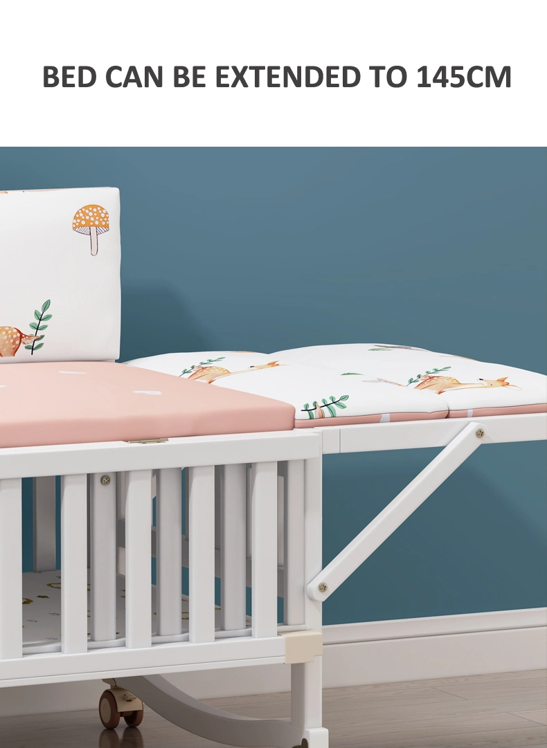 5 in 1 Solid Wood Baby Crib Cot Convertible Furniture Sets for Sale