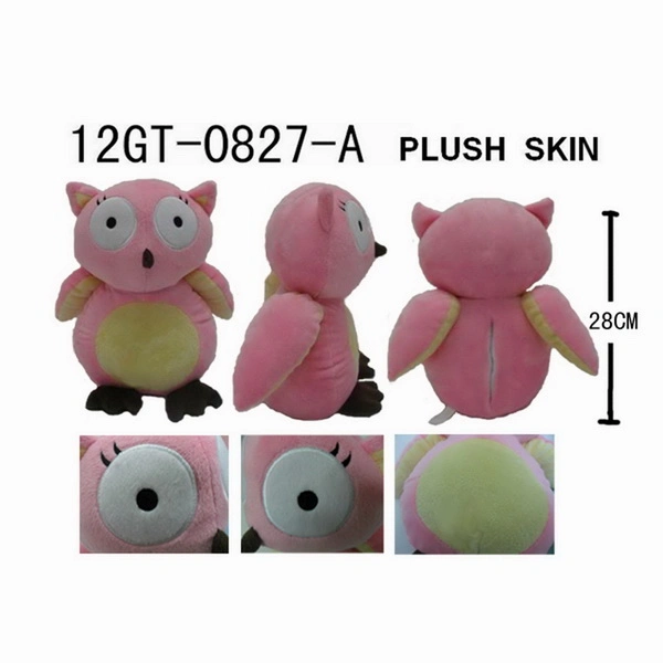 Wholesale/Supplier Custom Unstuffed Pink Sitting Soft Plush Female Toys 28cm Owl Animal Skins with Big Eyes Eyelash and Brown Claws for Girls Decent DIY Gift