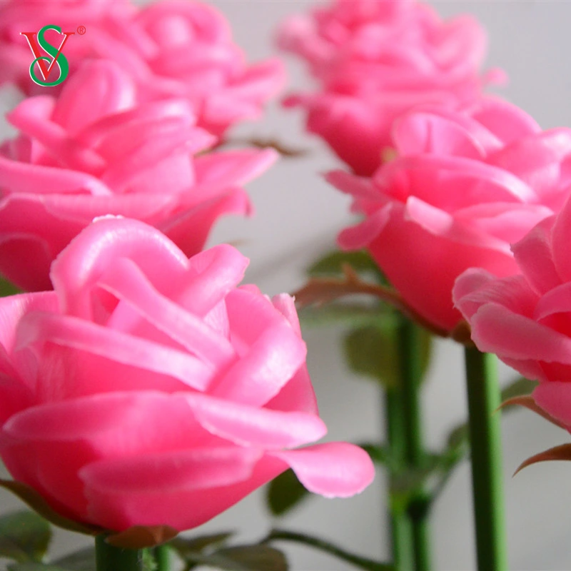 Artificial Tulip Rose Lily Flower Reed Light with Stake for Holiday Garden Landscape Decoration