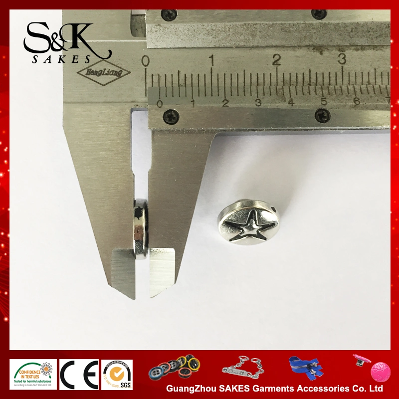 Engraved Star Logo Metal Alloy Sewing Button with Hook for Garments