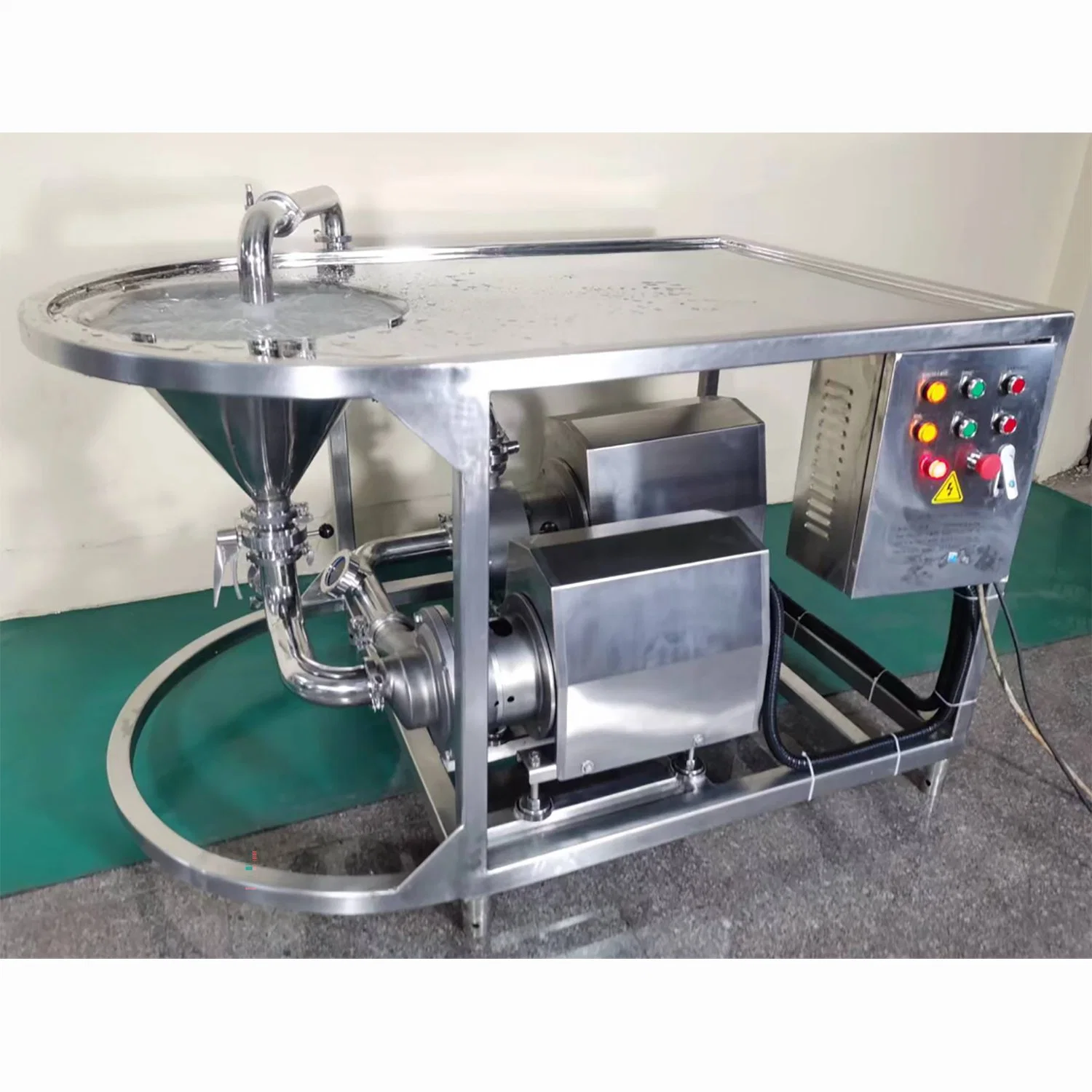 High Shear Three Stage Inline Homogeneous Emulsion Pump Mixing Machine with Hygienic Lobe Pump