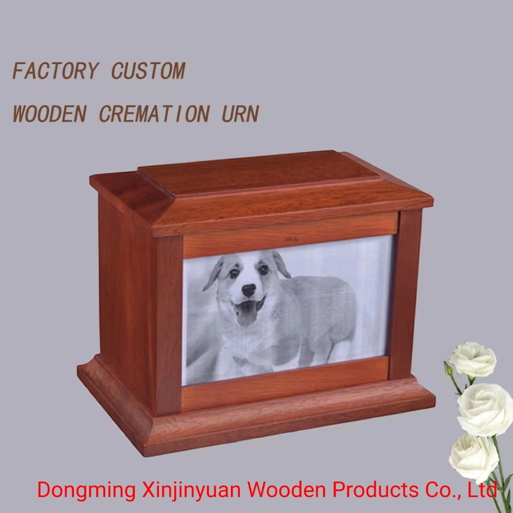 Custom Wood Pet Cremation Urn Wooden Box Animal Casket with Photo