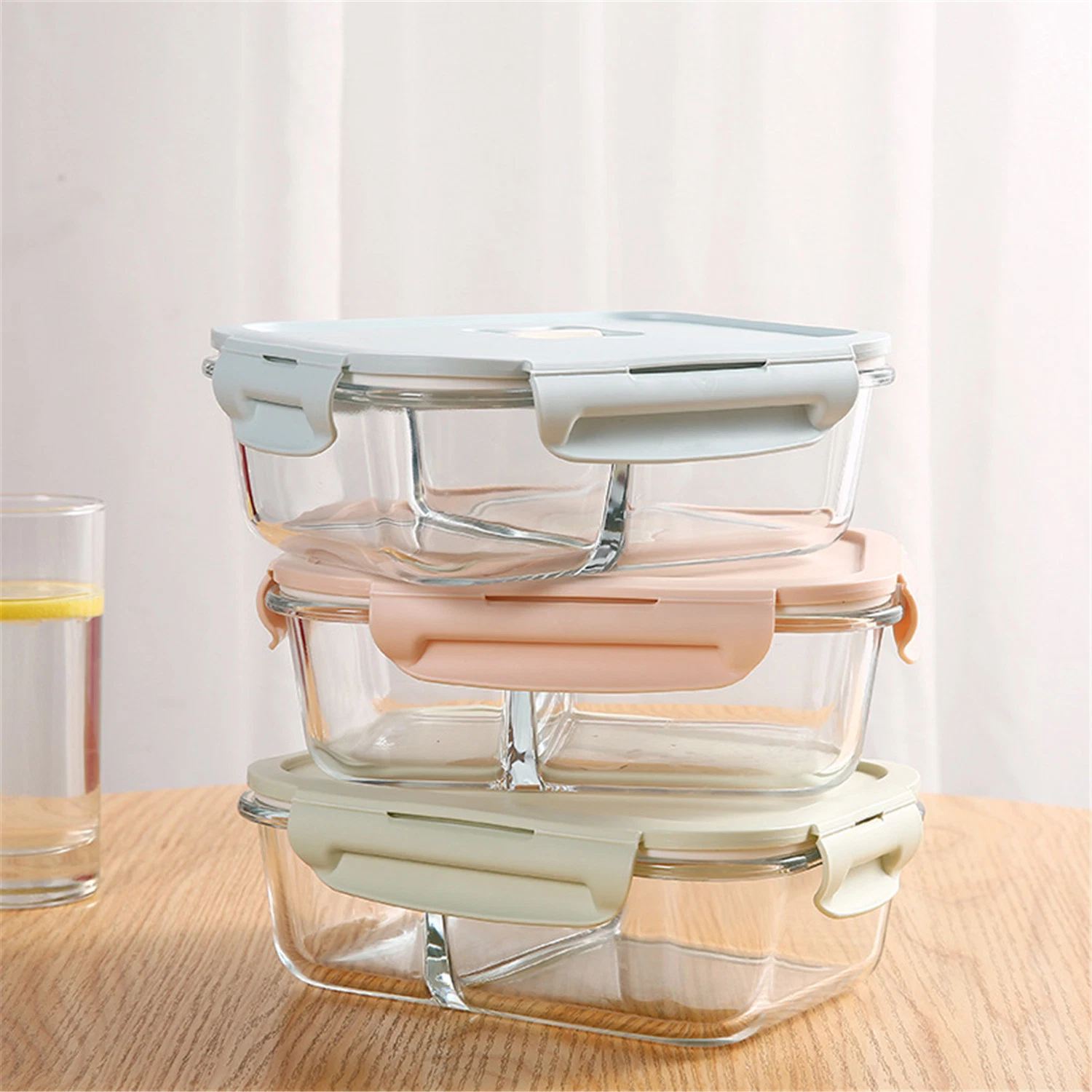 Healthy and Ecofriendly Rectangular Microwave Heatable Borosilicate Glass Container Dinnerware