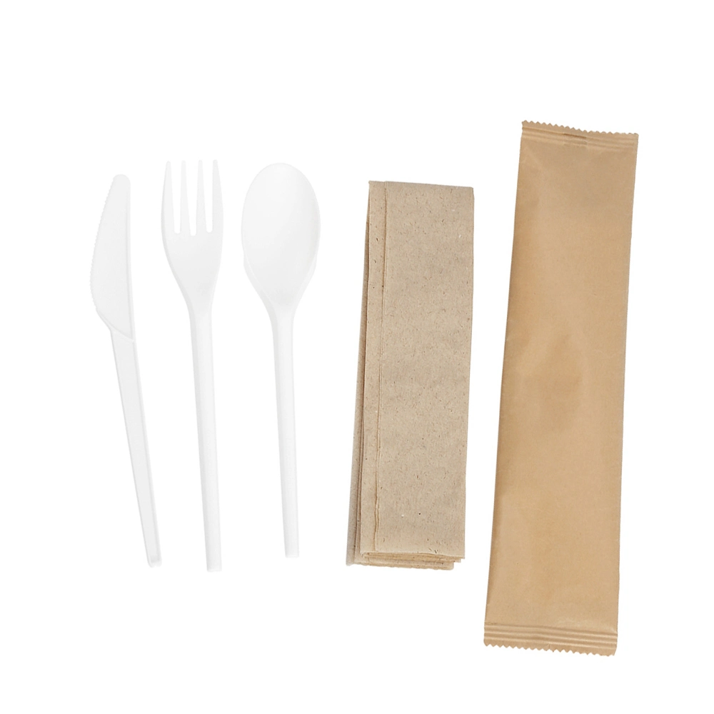 Amazon Hot Sales Biodegradable Disposable Kitchen Tablware Cpla Compostable Cutlery Set Bio Packed