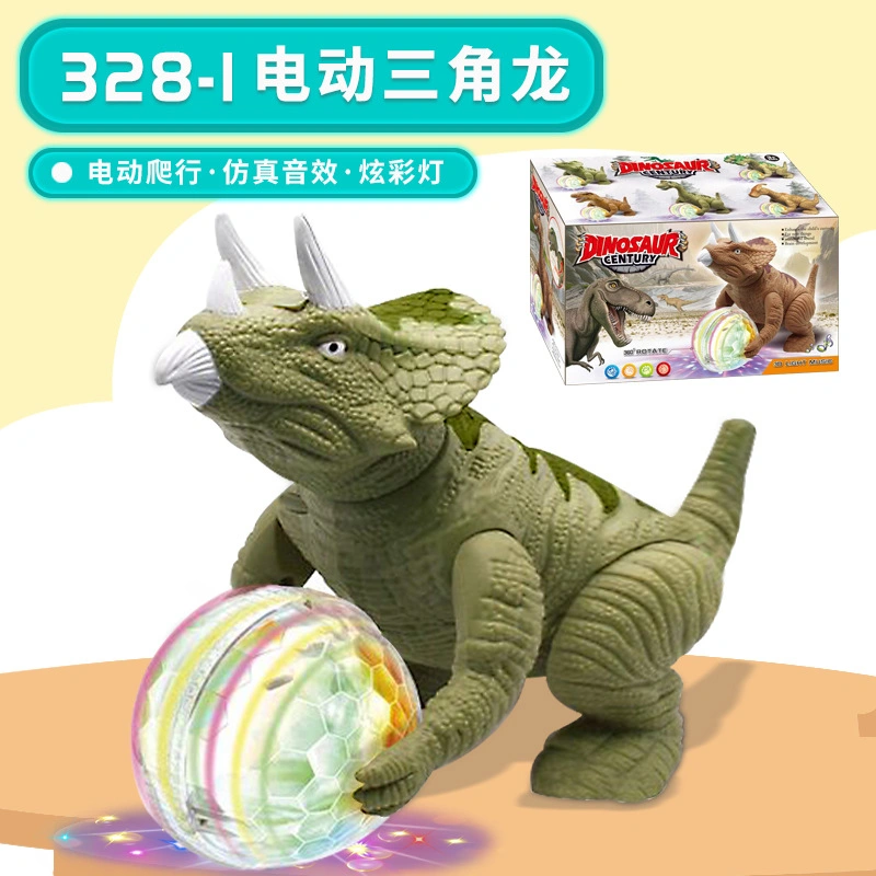 Elektrische Dinosaurier Spielzeug Mechanische Crawling Boy Light Sound Triceratops Simulation Modellieren Sie Ein Geschenk Für Die Frühe Bildung