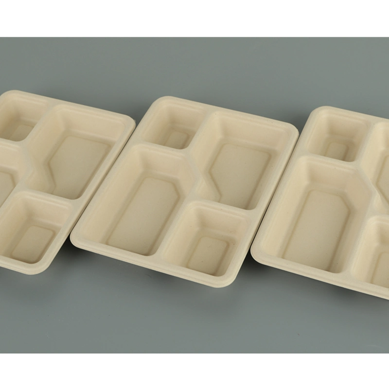 700ml 4 Compartment Custom Logo Disposable Biodegradable Food Tray for Sandwich Fried Chicken