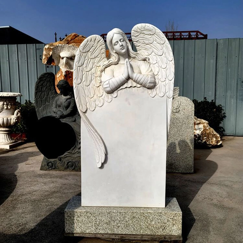 Benutzerdefinierte Hand Geschnitzte Marmor Granit Statue Friedhof Memorial Angel Skulptur Für Friedhof