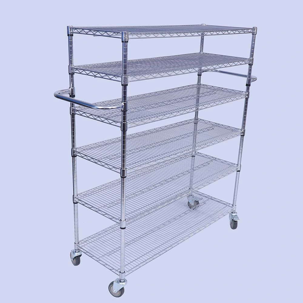 Chrome Wire Adjustable Movable Shelving (with 5" PVC wheels)