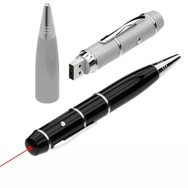 Caneta LED Laser Pointer USB 8 GB 16 GB Dispositivos eletrónicos para canetas de esfera de unidade flash USB