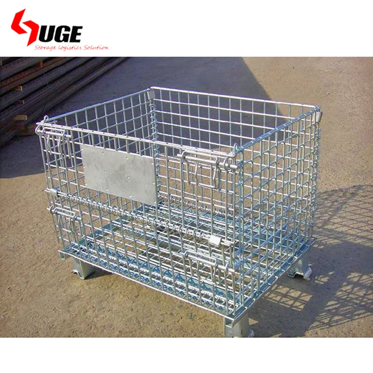 Zinc Galvanizado Electrotatic Spray plegable Tansport Warehouse Logistic Rolling Cart Contenedor para el mercado