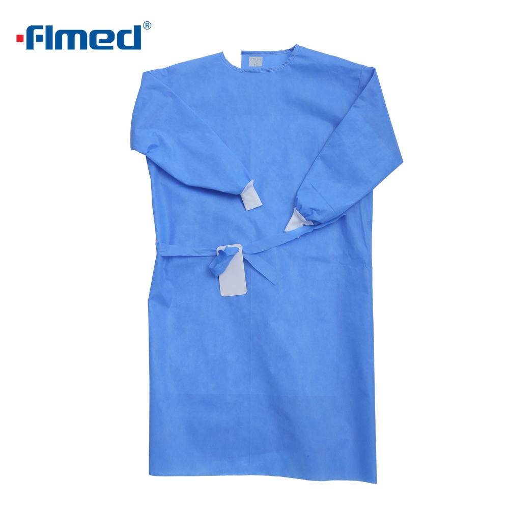 Disposable Medical Gown SMS Surgical Gown with Knit Cuff