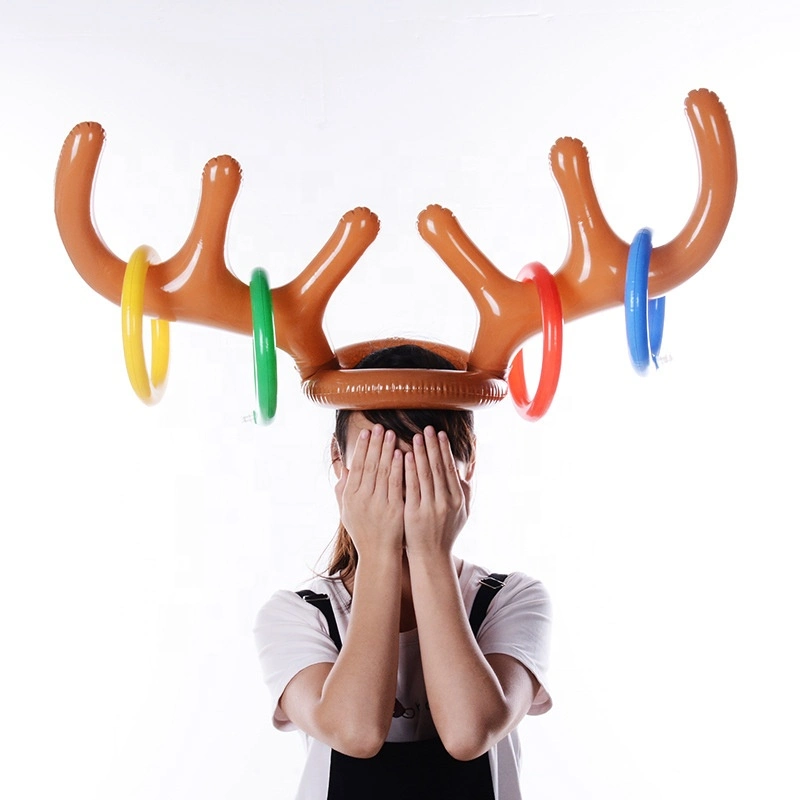 PVC-Weihnachtsdekoration Geschenk Aufblasbare Rentier Antler Ring Toss Party Spiel Hut Spielzeug für Weihnachten Feiertagsfeier liefert Gefälligkeiten