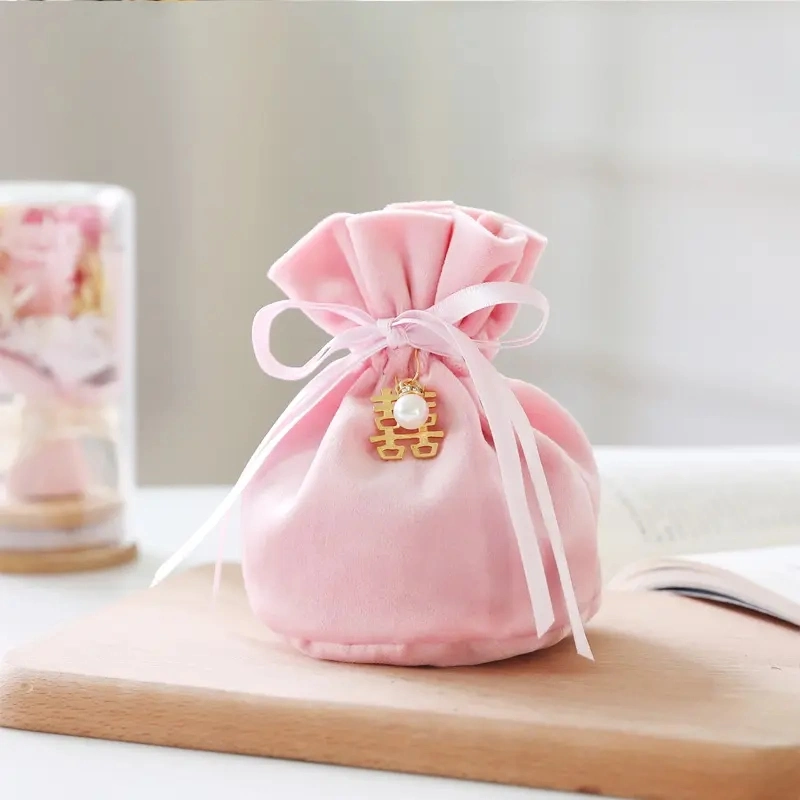 Drawstring Tassel Wedding Favors Bag Velvet Jewelry Candy Gift Favor Bags Pouch