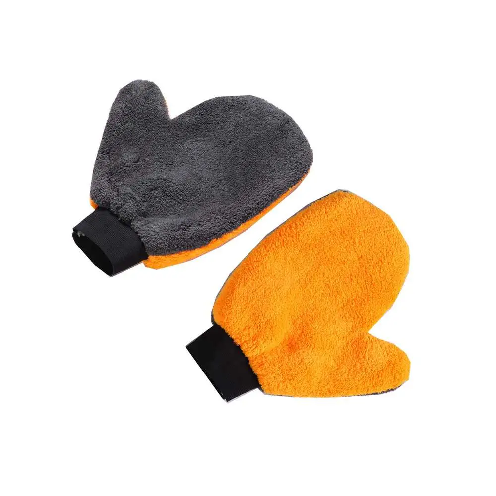 Custom Made Machine Washable Microfiber Plush Coral Fleece Fabric Cleaning Premium Scratch-Free Car Wash Mitt Car Wash Gloves