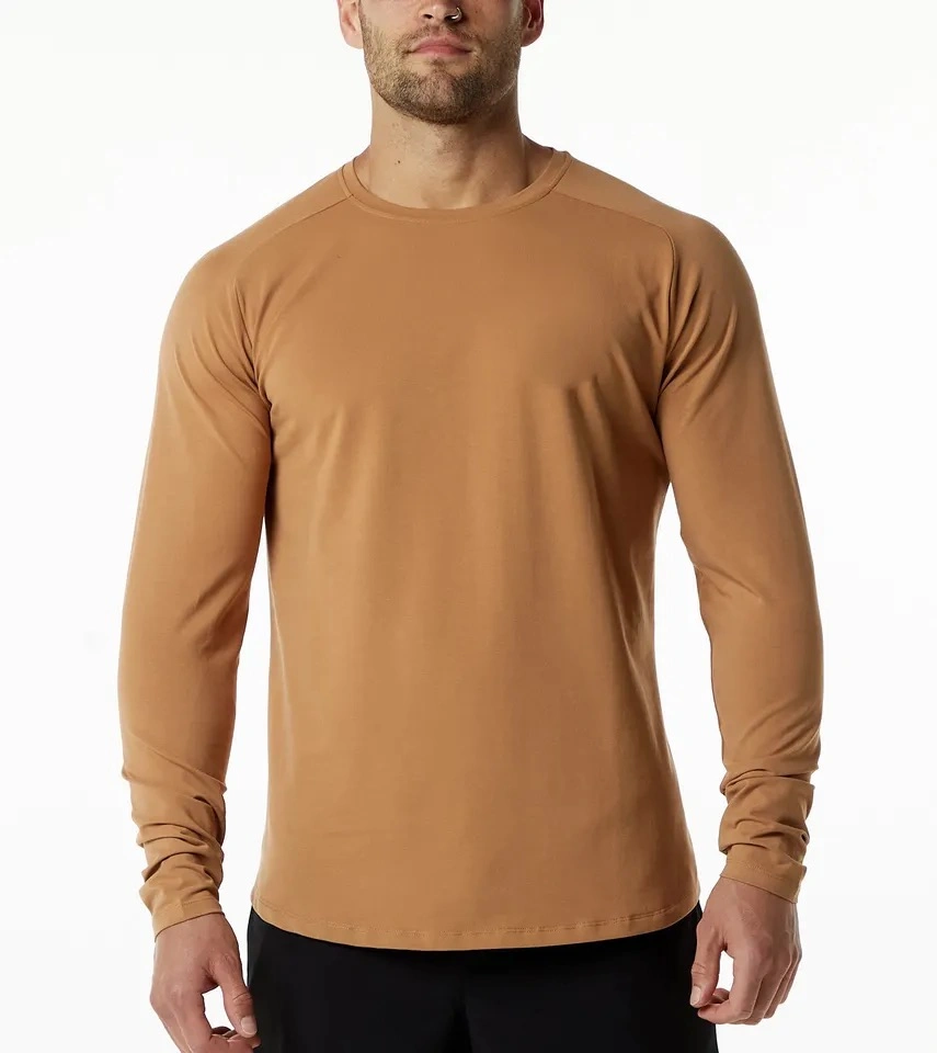 Men's Fitted Long Sleeve 94% Cotton 6% Elastane Custom Logo Shirt