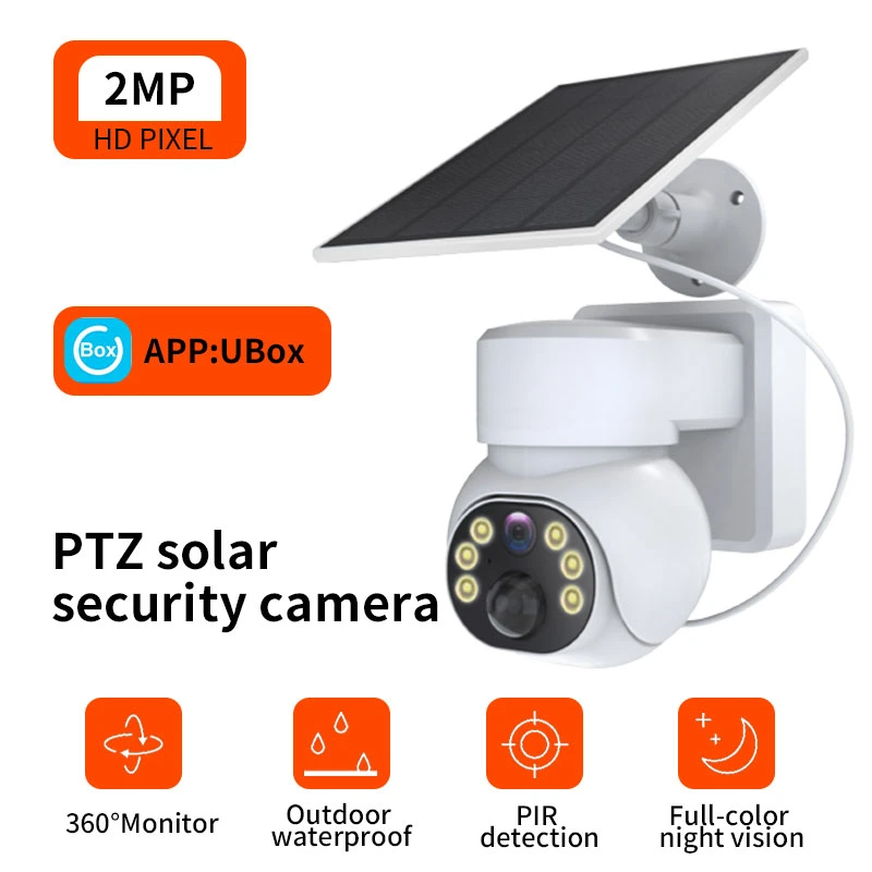 Nouvelle caméra PTZ WiFi avec panneau solaire 1080P Mini 2MP 4MP Caméra extérieure sans fil Caméra de sécurité WiFi Caméra alimentée par batterie Caméra solaire.