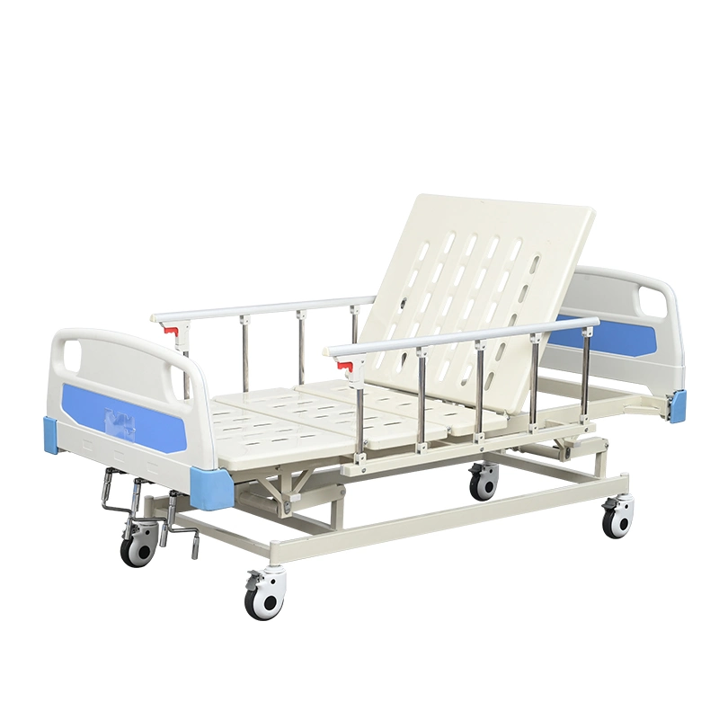 China Manufacturer Multifunctional Adjustable Three Cranks Care Nursing Manual Medical Hospital Bed Rails Equipments