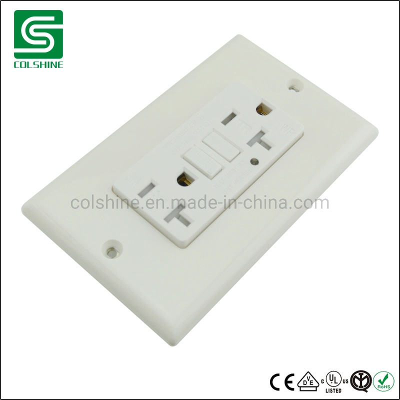 20 AMP Receptacle - GFCI Outlet - White - Wall Plate Included