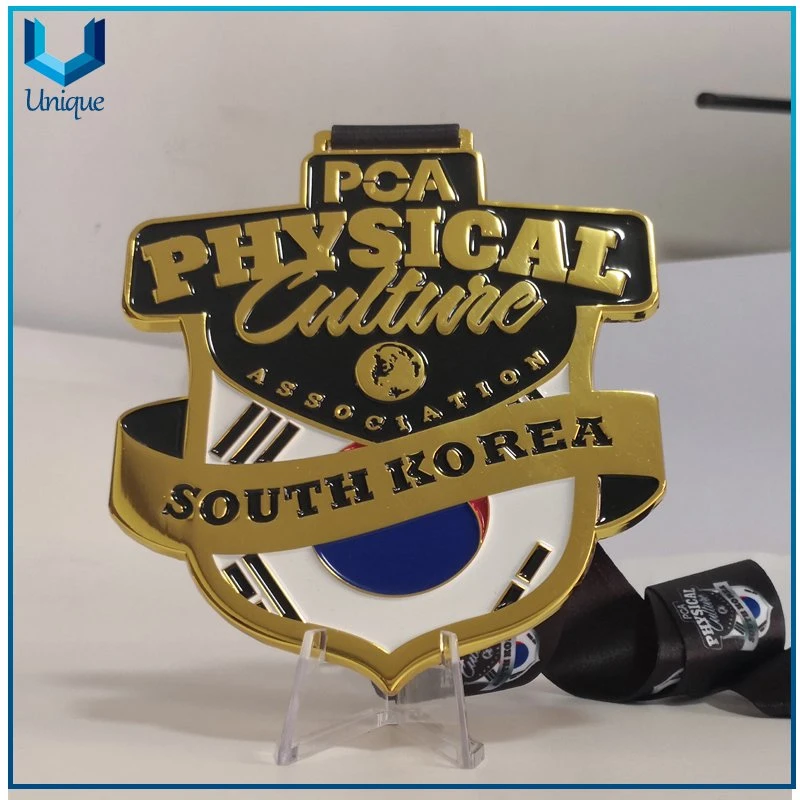 120mm 2D Gold Sports Gym Medal, Fashion Cheap Free Sample Korean PCA Silver Medal for Promotional Gifts