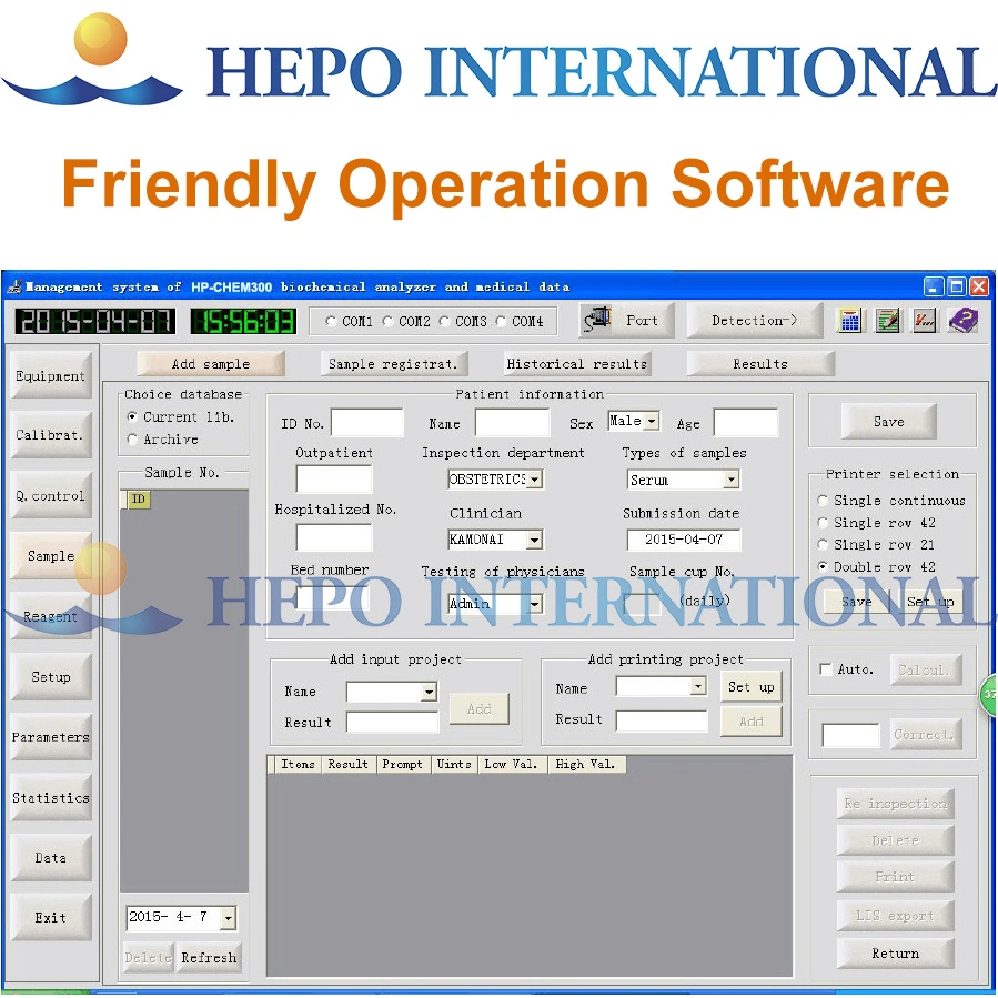 Fully Automated Clinical Photoelectric Colorimetry Diagnosis Biochemistry Analyzer (HP-CHEM300)