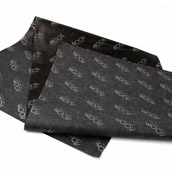 Factory Direct Sale 17GSM Eco Wrap Tissue Paper with Custom Logo Black Gift Wrap