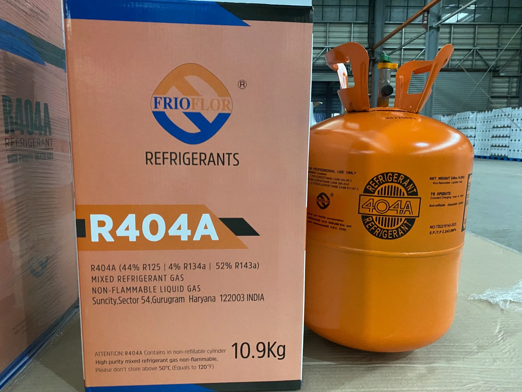 Frioflor gaz mélangé, réfrigérant R404A en cylindre de 10,9 kg