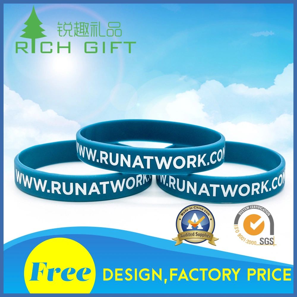 China Manufacture Custom Silicone Wristband with Silk Screen Printing Ink