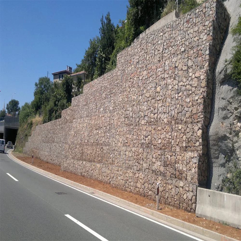 Hot-DIP Galvanized Gabion Grid Net River Treatment Control de inundaciones Control jaula de piedra de red