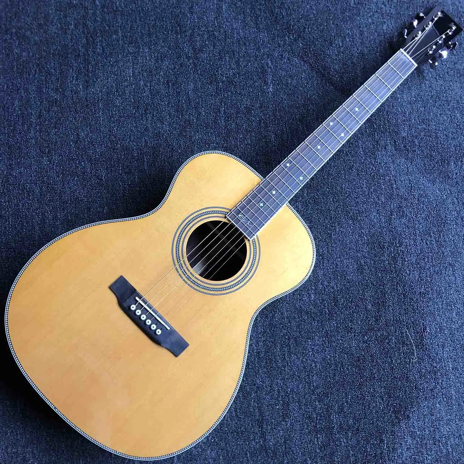 Custom 28 Model Folk Acoustic Electric Guitar in Yellow Top Om Style with Electronic 301 EQ