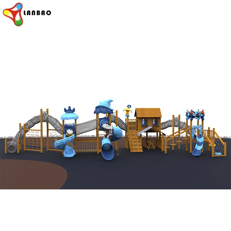 Original Factory Kids Plastic Outdoor Playground Combines Wood Slide