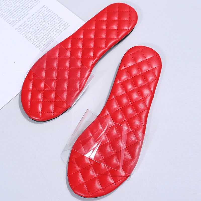 Women Slippers Flat Heel Transparent Upper PU Solid Insole Sewing Fashion Casual Slides Outdoor Ladies Shoes