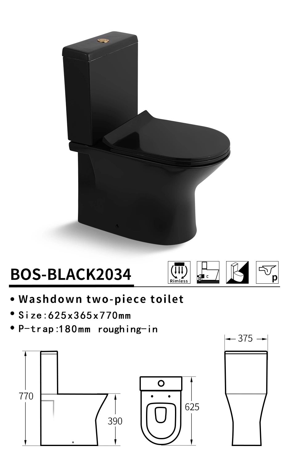 Watermark Certification Two Piece Toilet Modern Design Sanitary Ware Ceramic