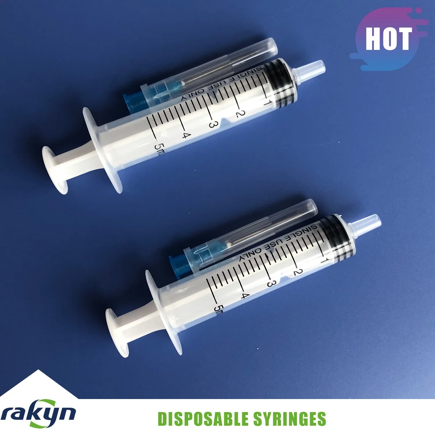 Instrumento médico de jeringas desechables de plástico para vacunas con agujas Luer Slip 5cc 5ml