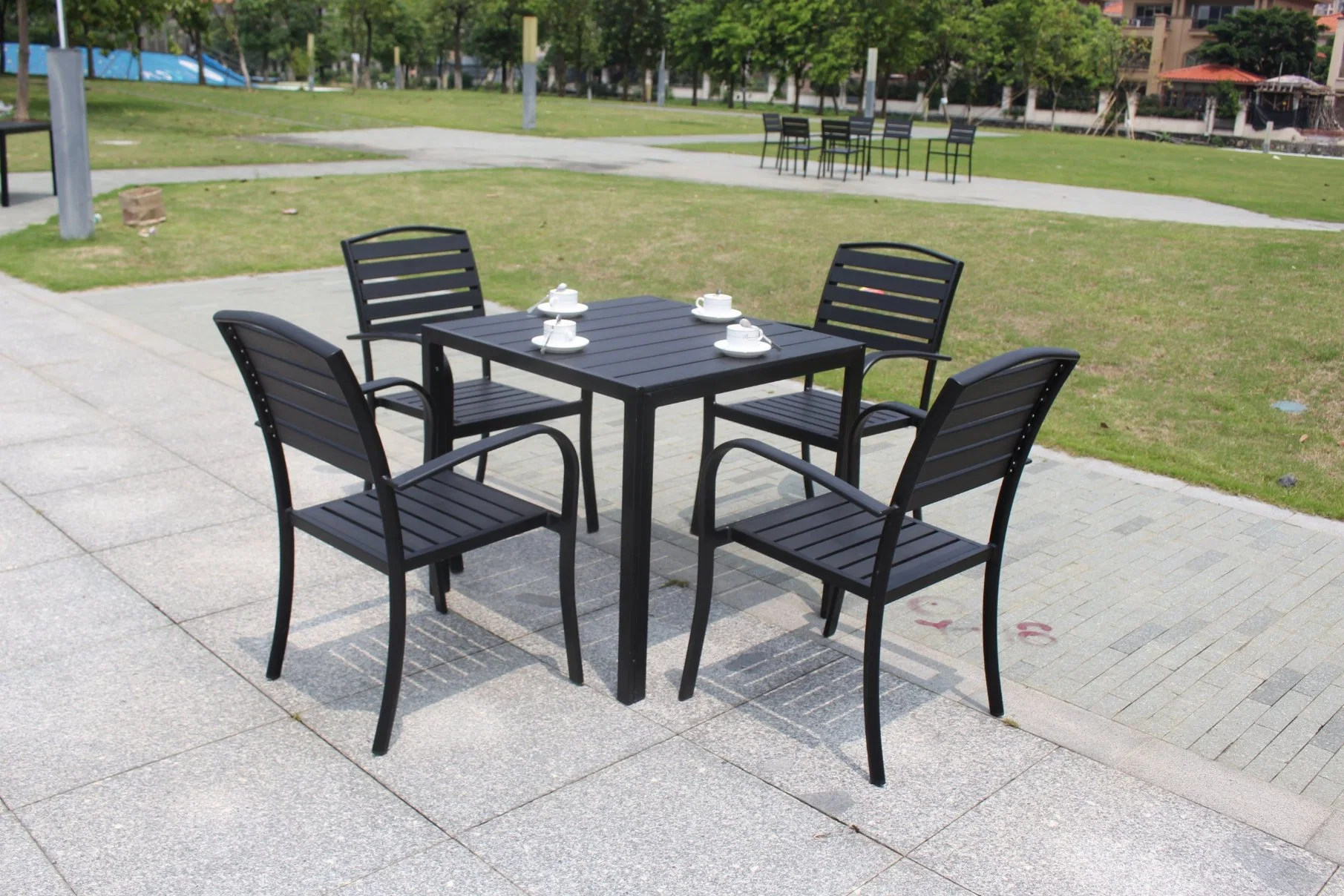 Black Powder Coated Aluminium Plastic Wood Outdoor Furniture