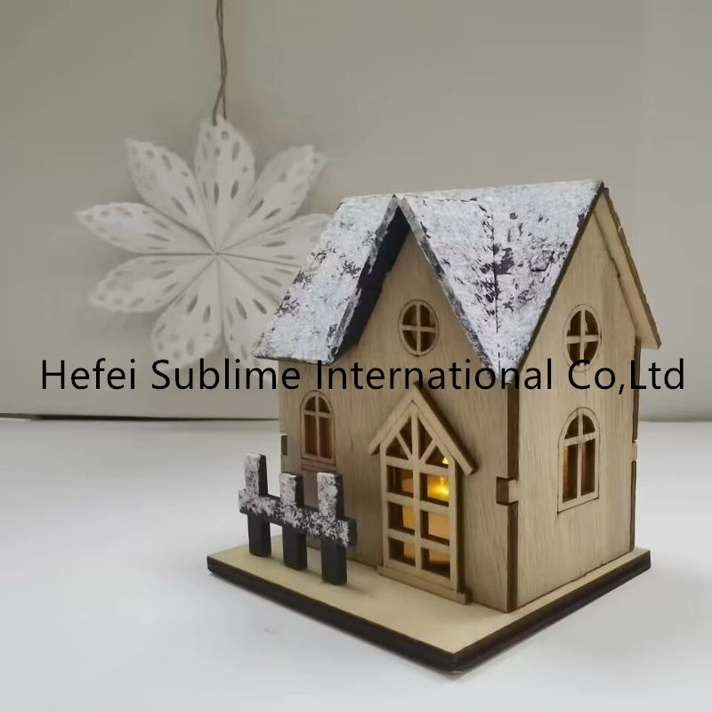 Christmas Wood Village LED Luminous House Xmas Mini House Christmas Crafts