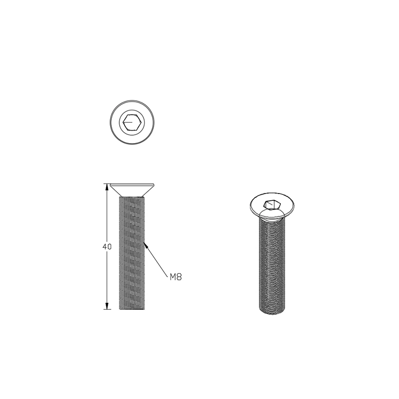 M8*40 Flat Steel Bolt Hardware for Industrial Aluminum Profile