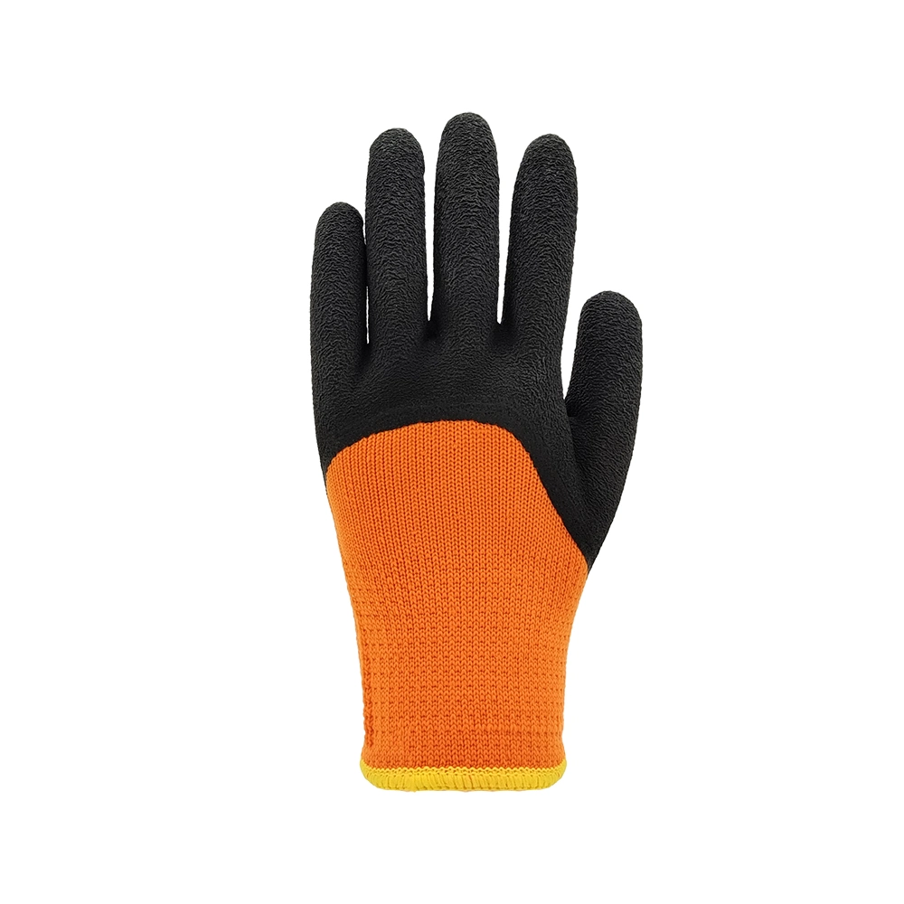 Factoryshop Winter 7G Polyester Loop Thermal Terry Liner Latex Micro Foam Wrinkle Cold Resistant Outdoor Work Safety Gardening Protection Gloves