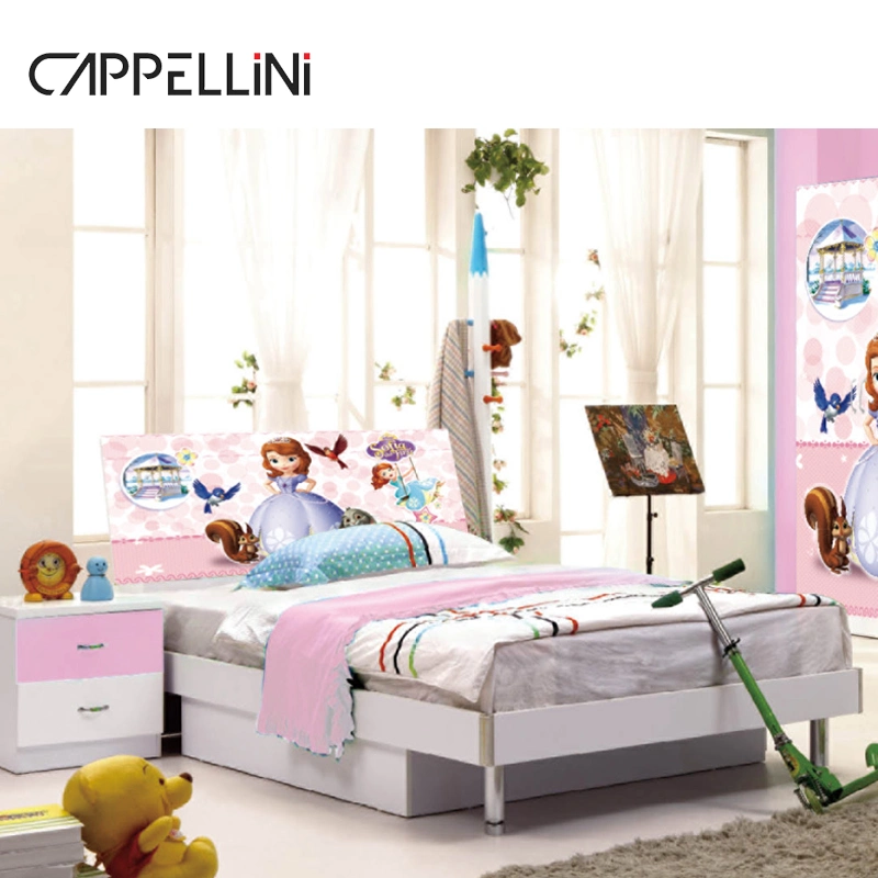 Hot Sale Cartoon Design Girl Princess Room Children Bed Sets MDF Home Kids Bedroom Furniture