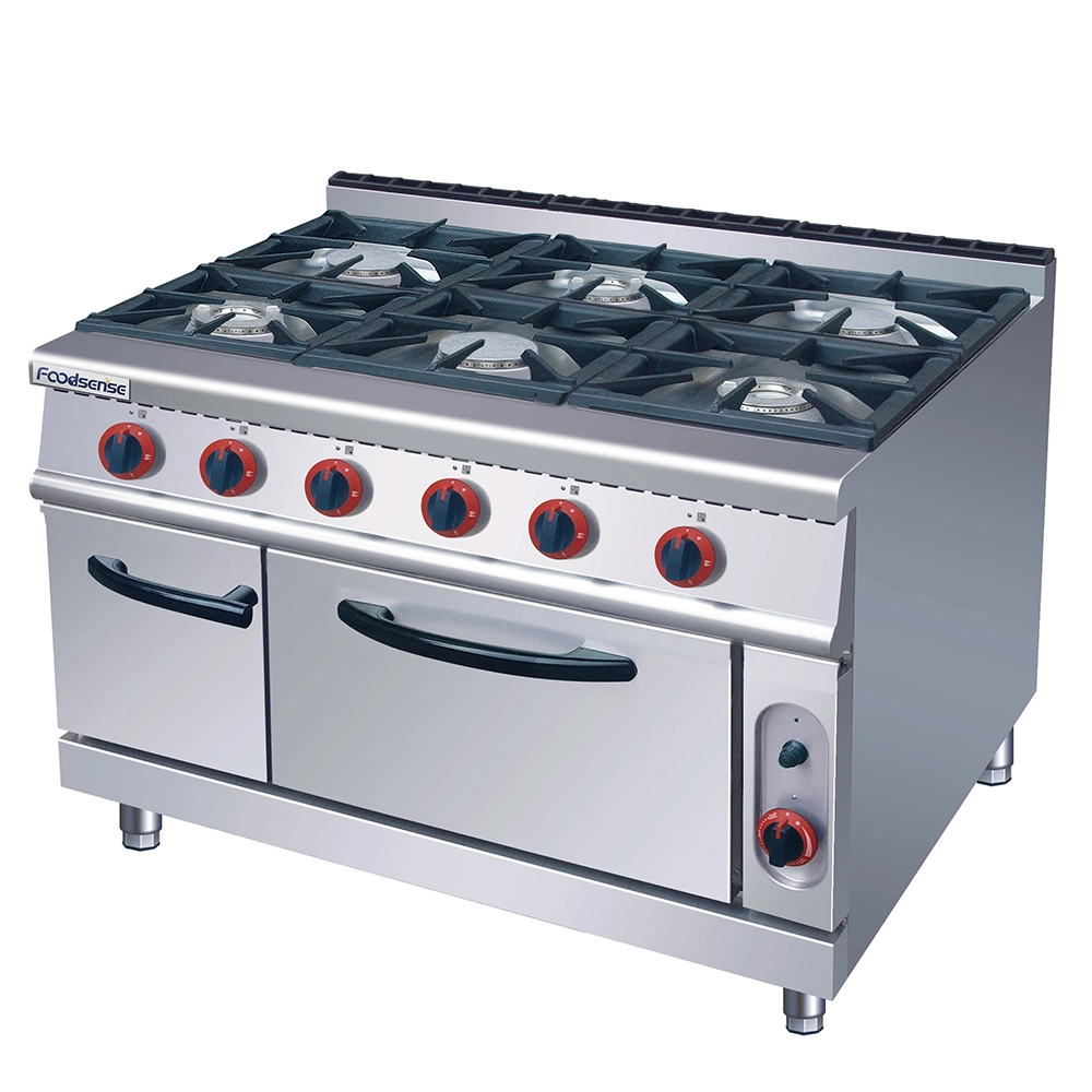 China Factory Kitchen Equipment 6-Burner Gas Range with Gas Oven