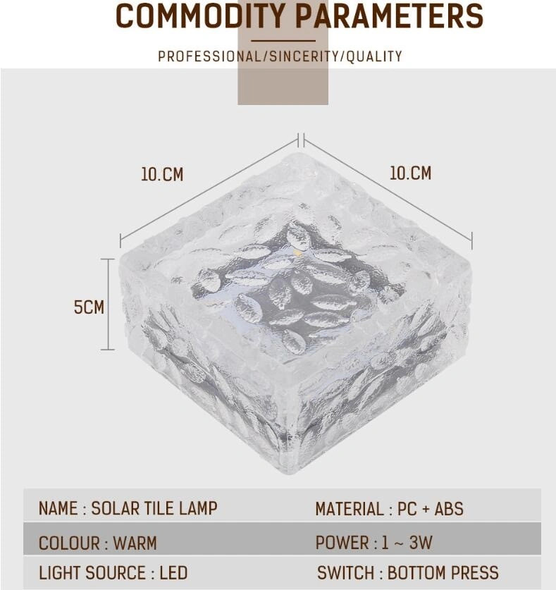 L'énergie solaire LED étanche à l'extérieur de la glace en cubes d'éclairage Lampe Solaire Yard chemin jardin piscine solaire lumière en brique de cristal